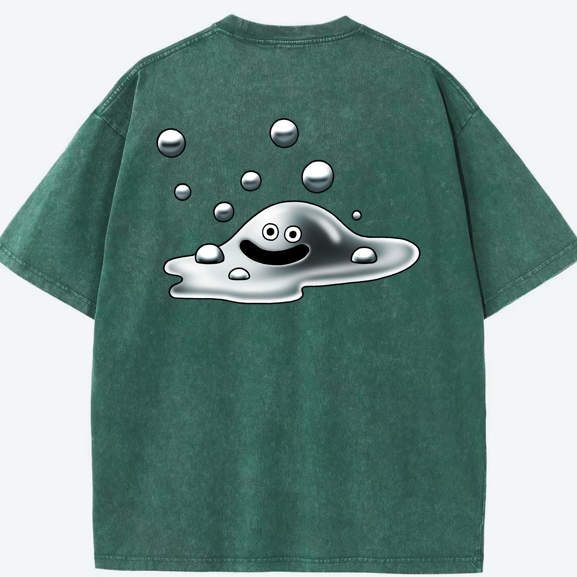 （画像用） ドラゴンクエスト Doragon Kuesuto Dragon Quest 綿100% ヴィンテージ風 半袖Tシャツ（背面プリント）